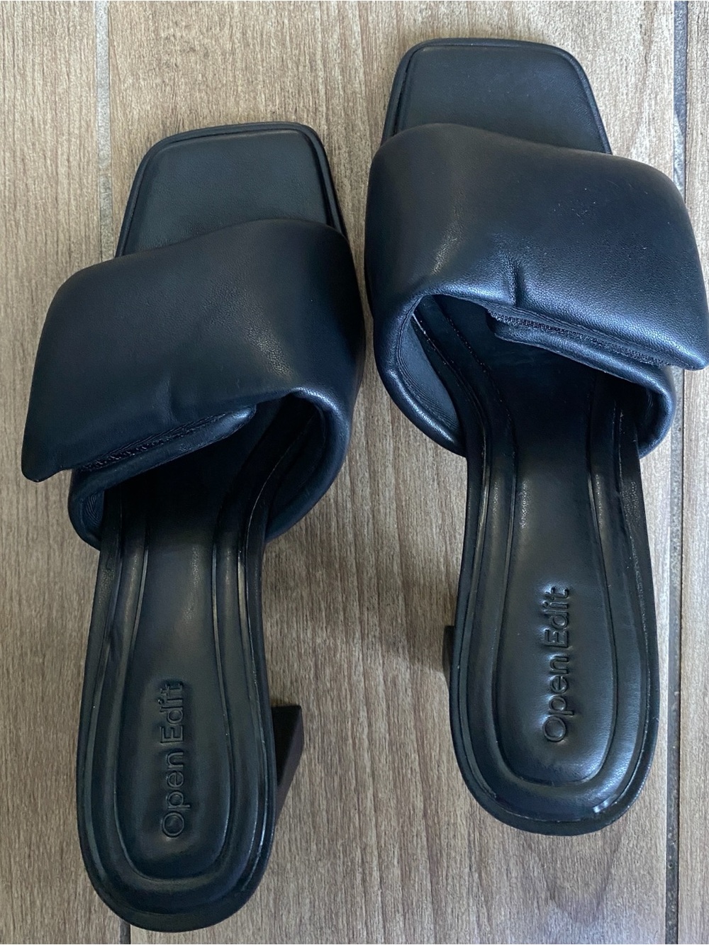 Black Padded Slide Heels for Women